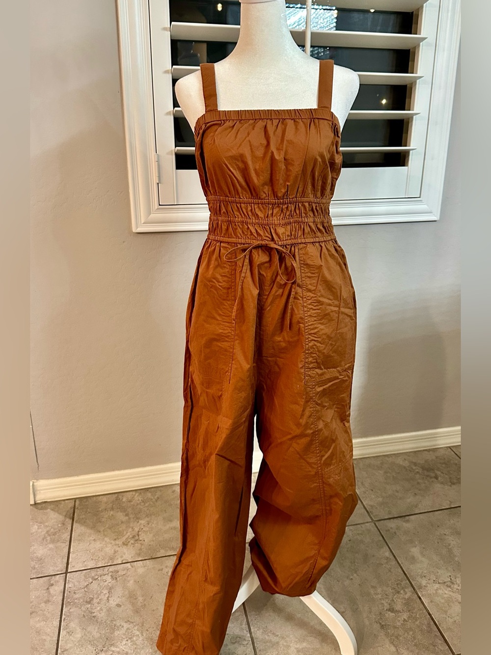 Universal Thread Rust Brown Wide-Leg Smocked Jumpsuit